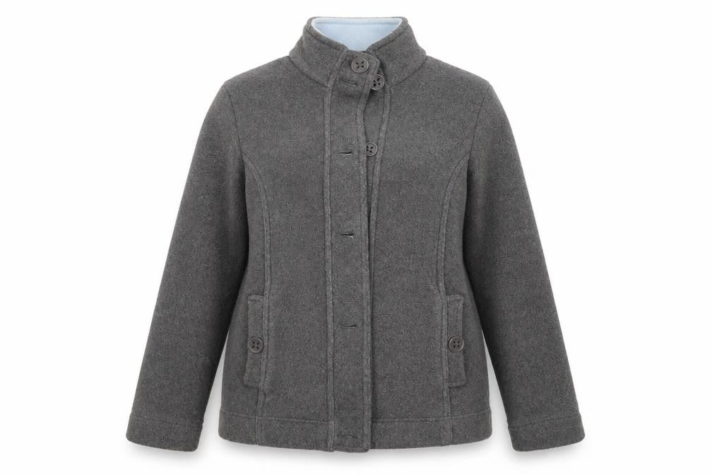 Front view of Marks & Spencer women’s grey jacket, size UK 12