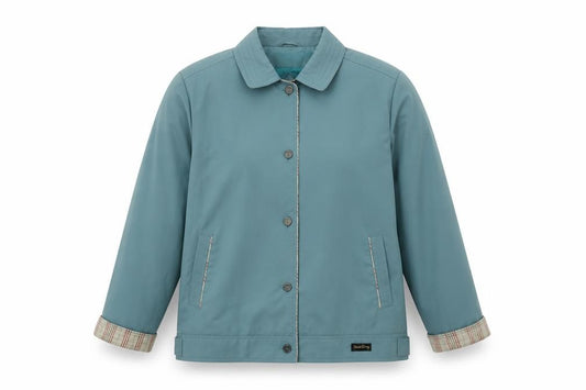Front view of david berry women’s blue jacket, size UK 18