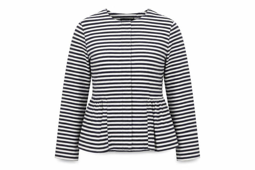 Front view of Topshop women’s multicoloured striped jumper, size UK 6