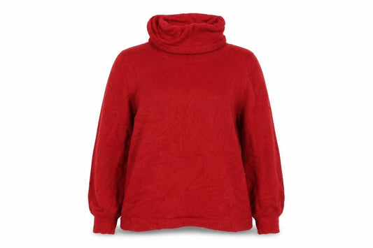 Front view of M&Co women’s red jumper, size UK 14