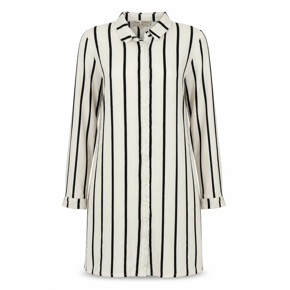 Parisian Collection Womens White Striped  Shirt Dress  Size 8