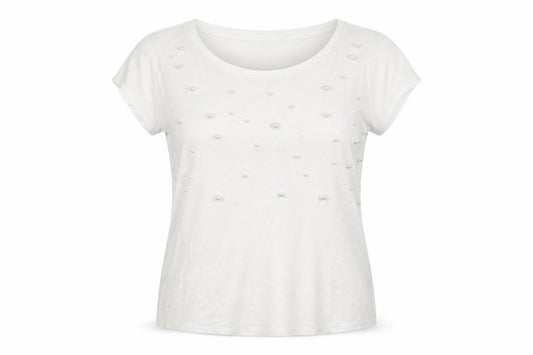 Front view of H&M women’s white basic t-shirt, size S