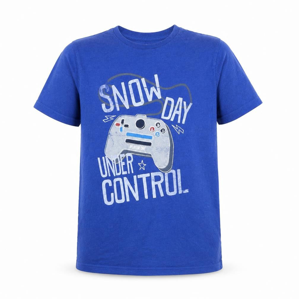 Front view of Marks & Spencer boys’ blue basic t-shirt, size 10, years