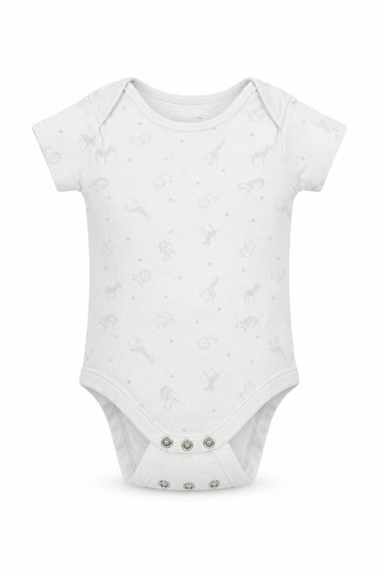 Front view of Tu Baby White Babygrow One-Piece, size 9-12, Months