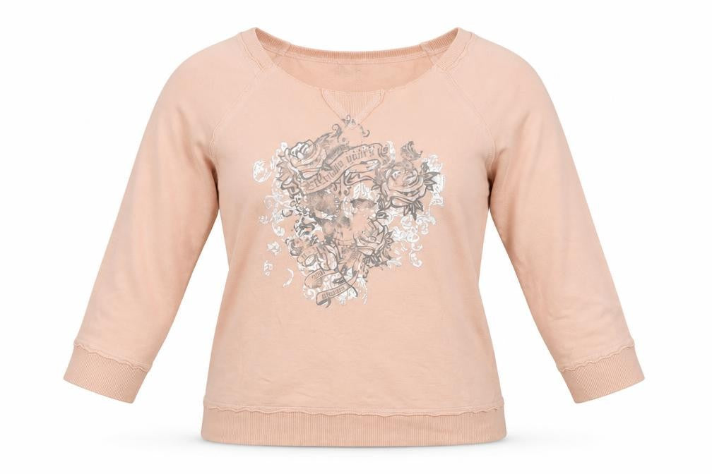 Front view of Marks & Spencer women’s pink jumper, size UK 12
