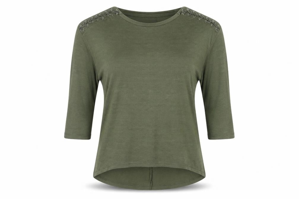 Front view of Primark women’s green jumper, size UK 12
