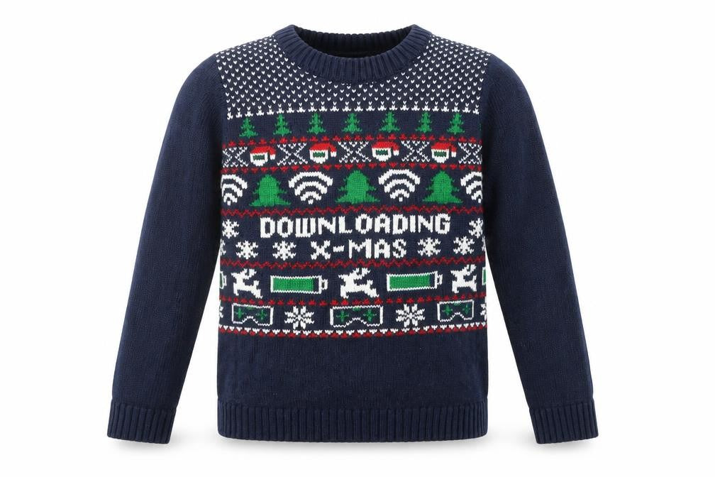 Peppers Girls Blue Geometric  Pullover Jumper Size 6-7 Years  - Christams