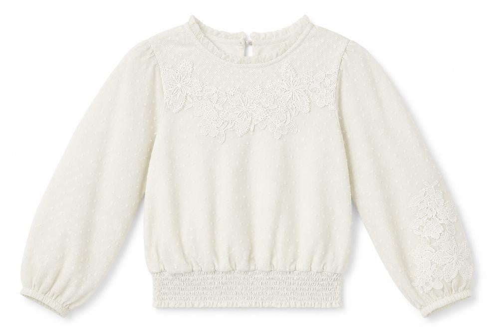 Front view of George girls’ white basic button-up, size 7-8, years