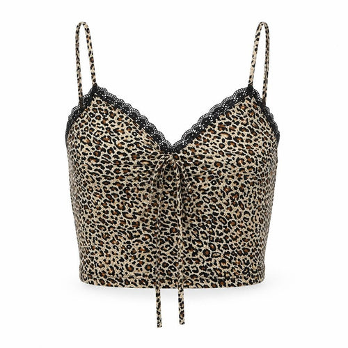 SheIn Womens Beige Animal Print  Cropped Blouse Size XS