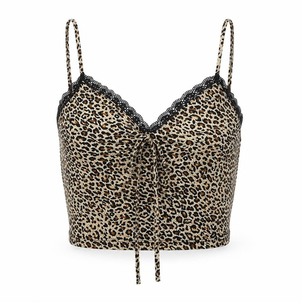 SheIn Womens Beige Animal Print  Cropped Blouse Size XS