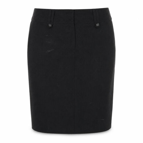 Preworn Womens Black Striped Rayon A-Line Skirt Size 12