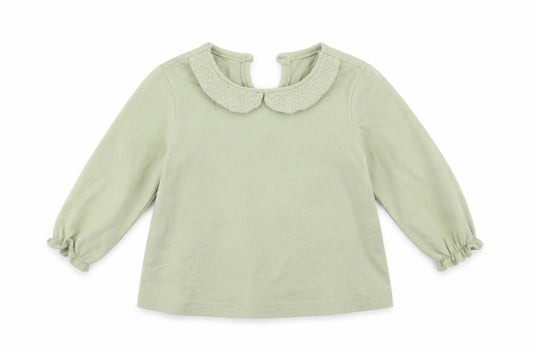 Front view of George girls’ green basic t-shirt, size 3-6, months