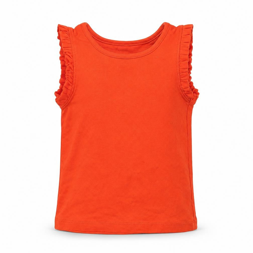 Front view of Evie girls’ orange basic tank, size 2-3, years