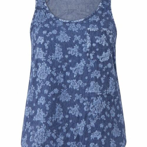 Mango Womens Blue Floral  Basic Blouse Size S