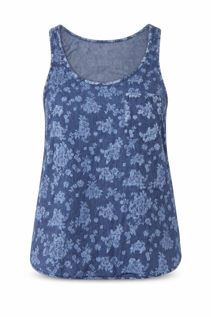 Mango Womens Blue Floral Basic Blouse Size S