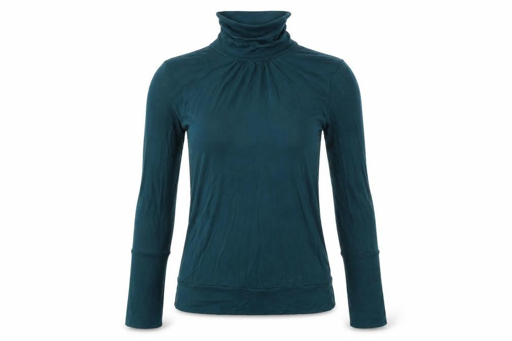 Front view of Warehouse women’s green basic blouse, size UK 6