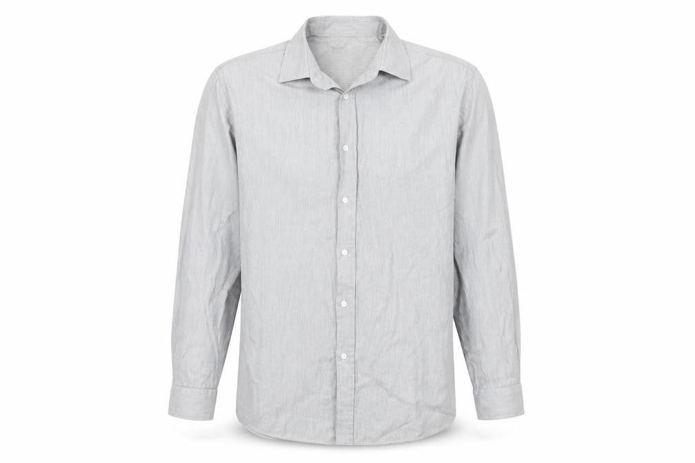 Front view of Burton men’s grey button-up, size L