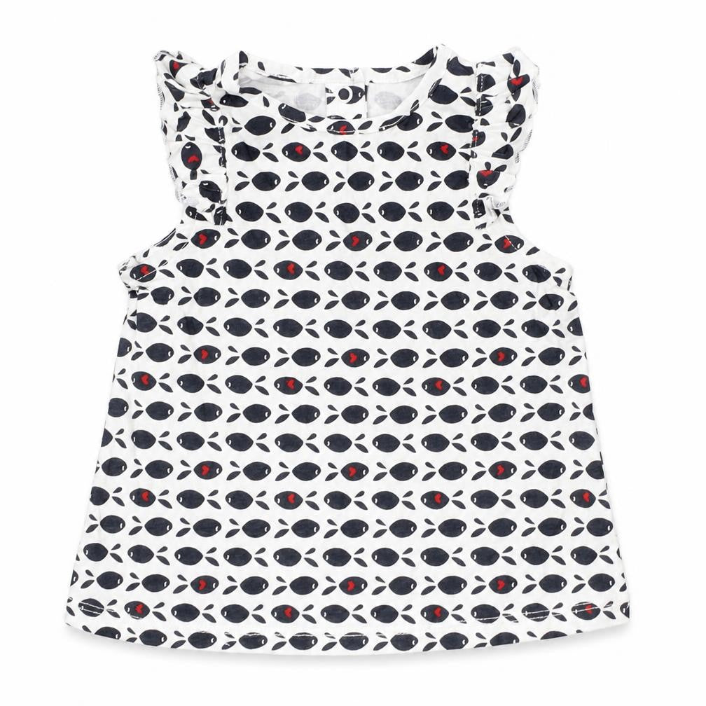 Front view of Preworn girls’ white animal print basic blouse, size 9-12, months