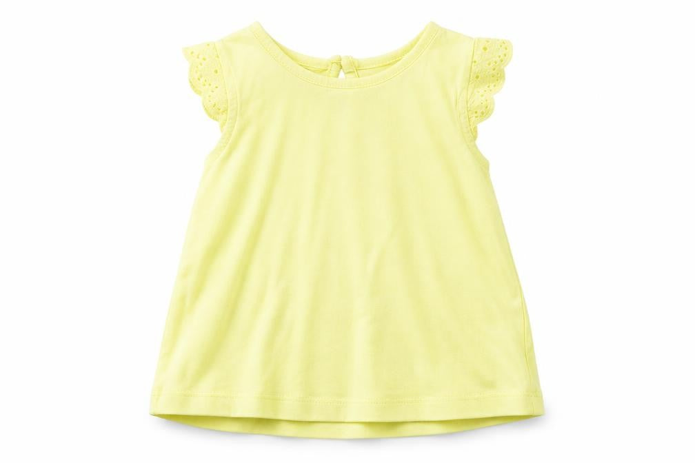 Front view of H&M girls’ yellow basic tank, size 9-12, months