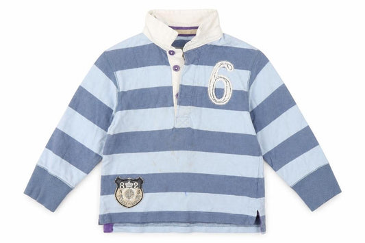 Front view of Next Baby Blue Striped Basic Polo, size 12-18, Months