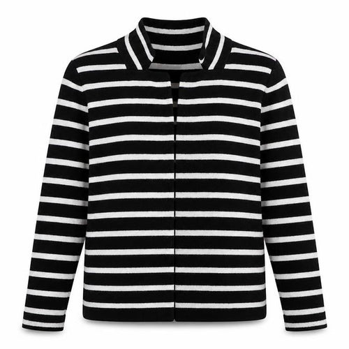 M&S Womens Black Striped  Cardigan Jumper Size 12