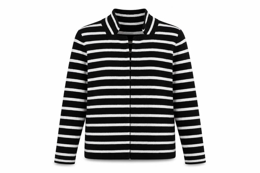 M&S Womens Black Striped  Cardigan Jumper Size 12
