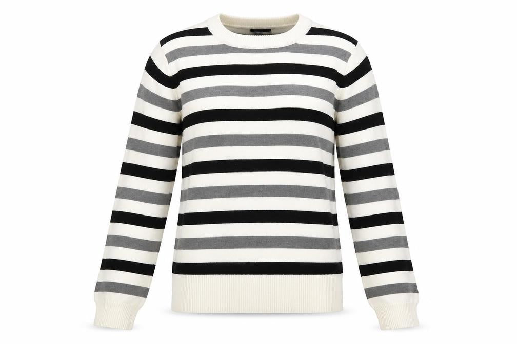 Front view of ARMANDO UOMO women’s multicoloured striped pullover sweatshirt, size XL