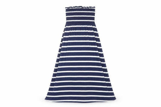 Front view of New Look women’s blue striped a-line, size UK 8