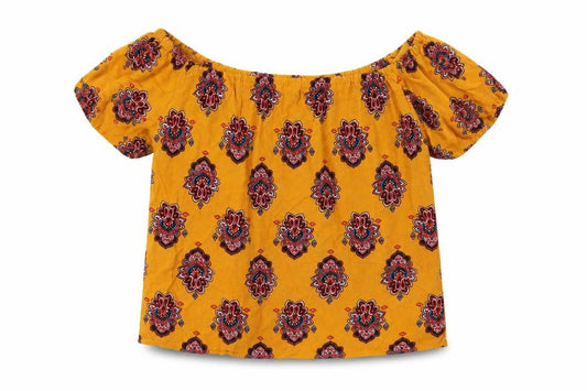 Front view of Matalan women’s multicoloured paisley basic blouse, size UK 12