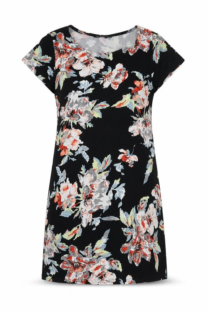 Front view of Boohoo women’s multicoloured floral mini, size UK 10