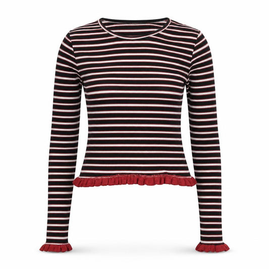 Front view of Primark women’s multicoloured striped basic t-shirt, size XS