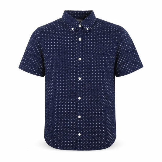Front view of Burton men’s blue button-up, size S