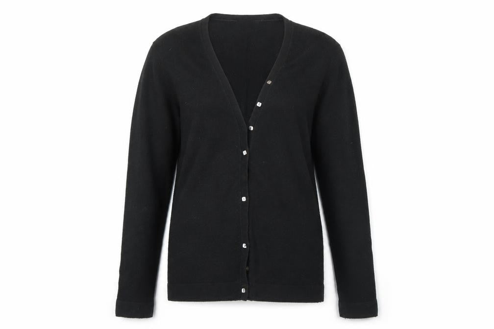 Front view of Bonmarché women’s black cardigan jumper, size S