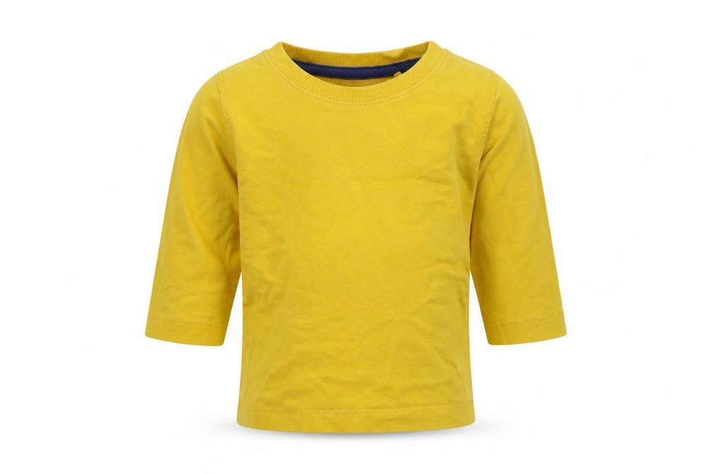 Front view of Next boys’ yellow jersey basic t-shirt, size 3-6, months