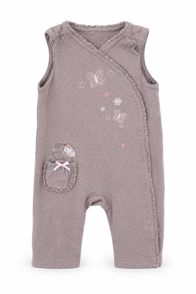 TU Girls Grey Polka Dot Jacquard Romper One-Piece Size 3-6 Months