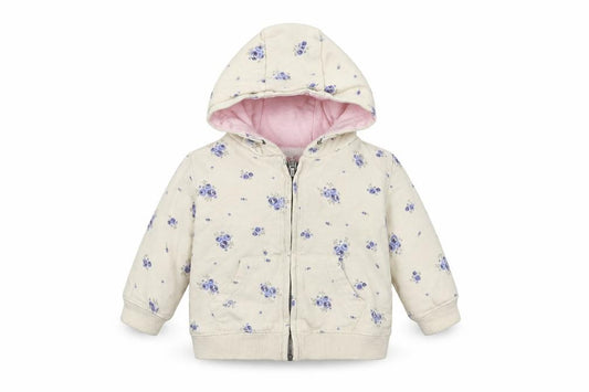 Front view of Next boys’ ivory floral jersey jacket, size 0-3, months