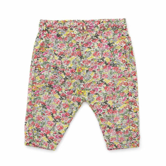 Front view of Next girls’ pink floral jogger trousers, size 3-6, months