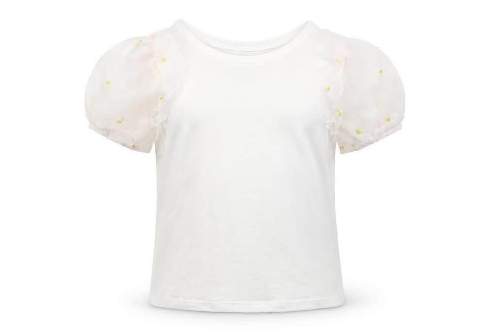 Front view of Matalan girls’ white basic t-shirt, size 6, years