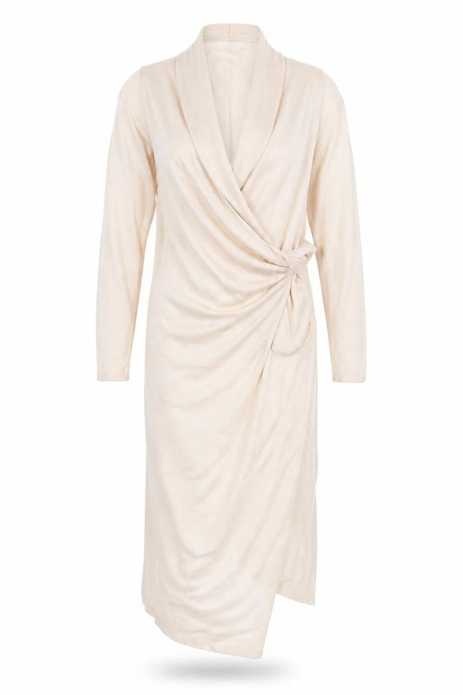 Front view of H&M women’s pink wrap dress, size XS