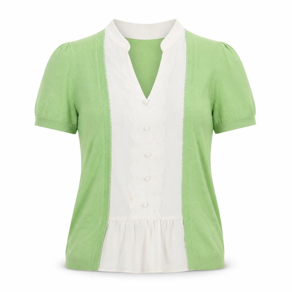 Front view of Next women’s green knit jumper, size UK 8