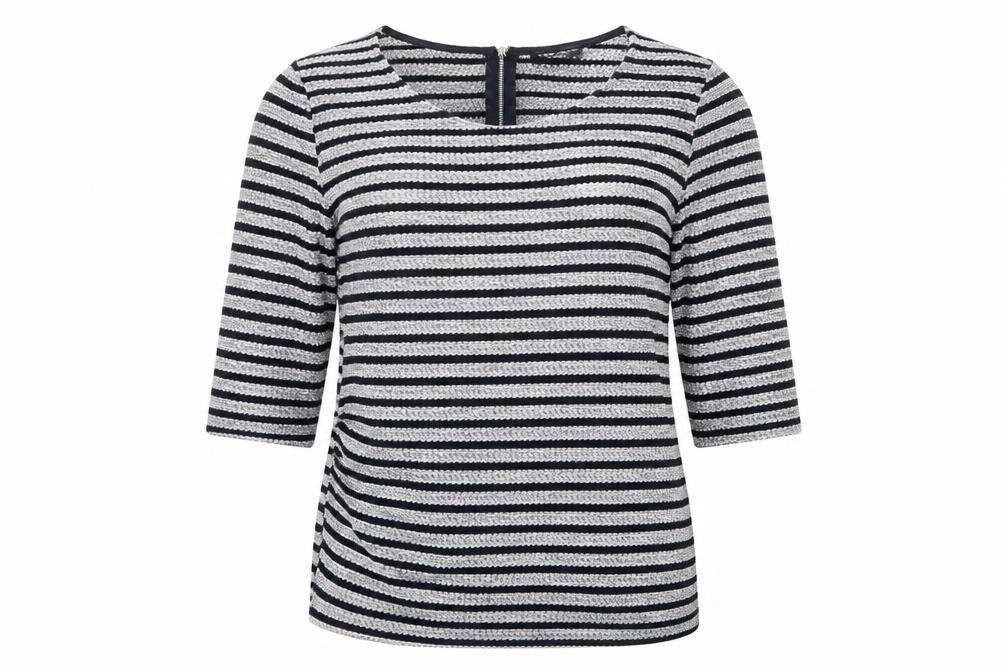 Front view of New Look women’s multicoloured striped jumper, size UK 10