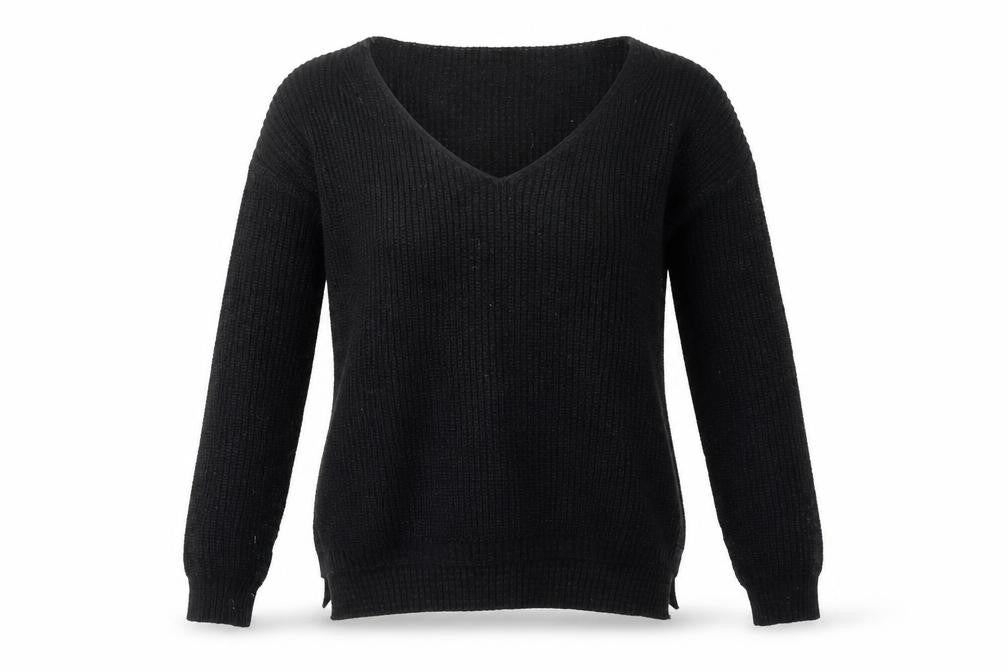 Front view of Boohoo women’s black jumper, size M