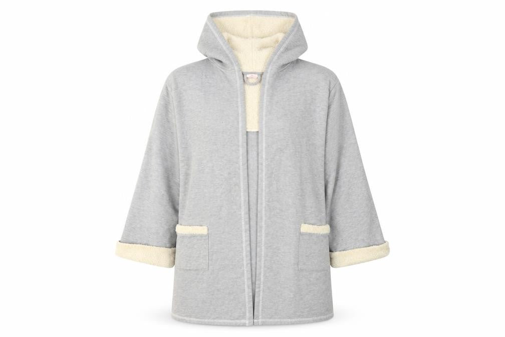 Front view of SECRET women’s grey jacket coatigan, size L
