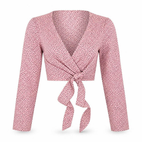 Fashion Union Womens Pink Polka Dot  Cropped T-Shirt Size 6
