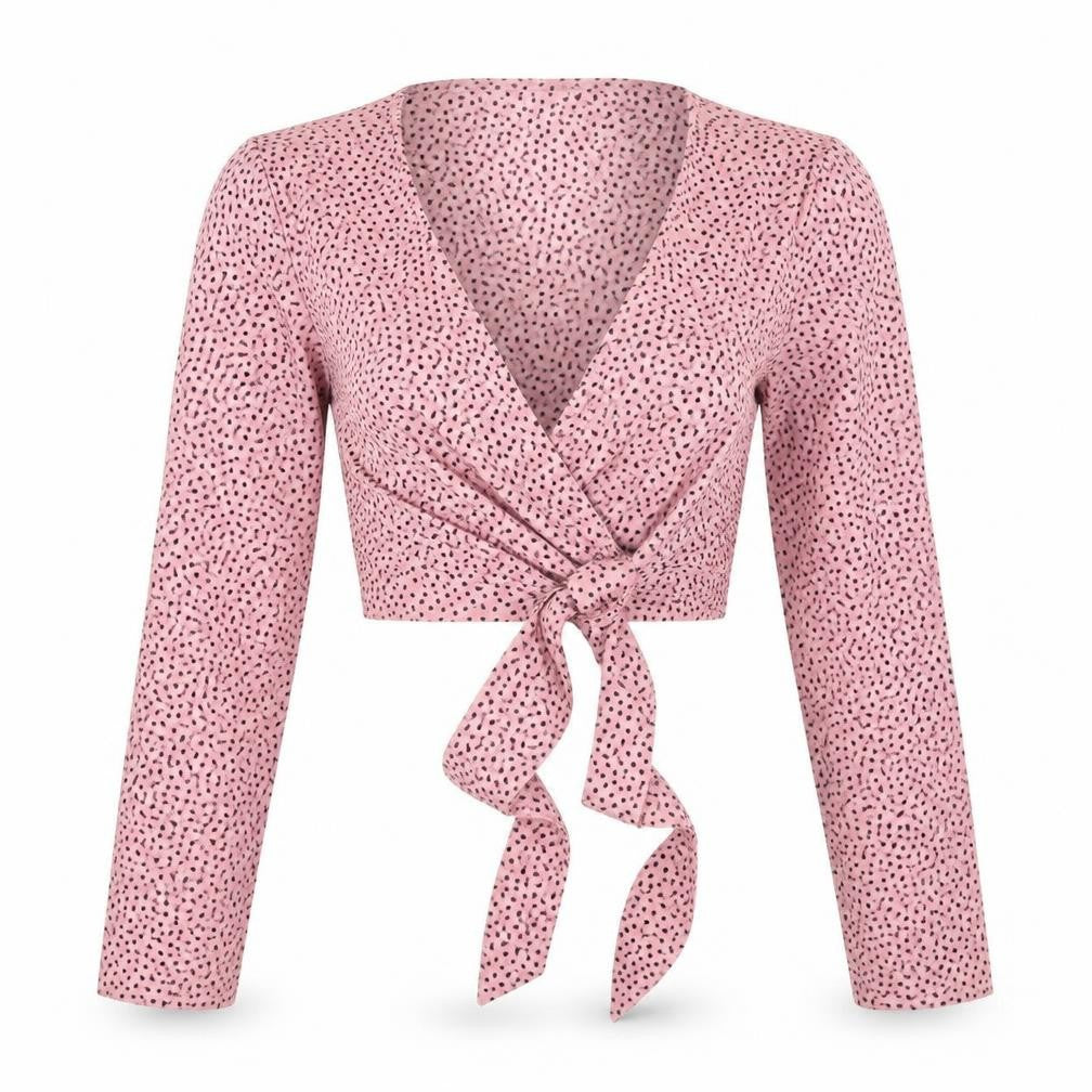 Fashion Union Womens Pink Polka Dot  Cropped T-Shirt Size 6