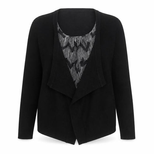 George Womens Black Geometric Knit Cardigan Jumper Size 12  - blouse with cardigan
