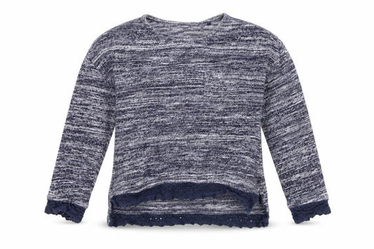 Front view of Next girls’ blue jumper, size 4, years