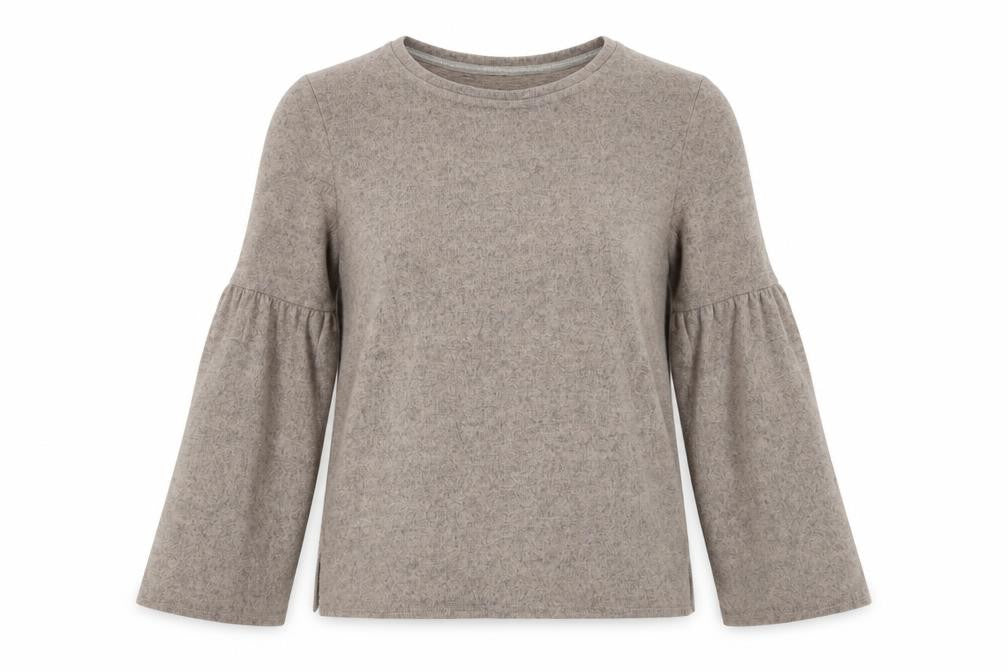 Front view of F&F women’s beige pullover sweatshirt, size UK 12