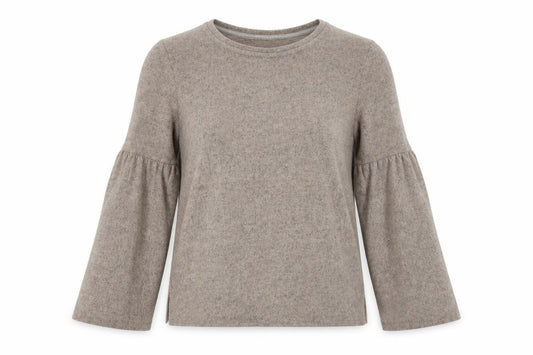 Front view of F&F women’s beige pullover sweatshirt, size UK 12