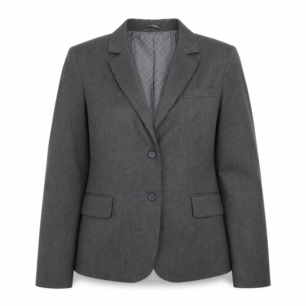 Front view of Beau Brummel women’s grey jacket suit jacket, size UK 16